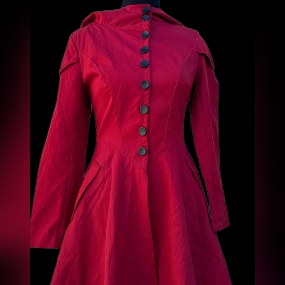 Corset back red hooded lightweight jacket size small - Picture 1 of 6